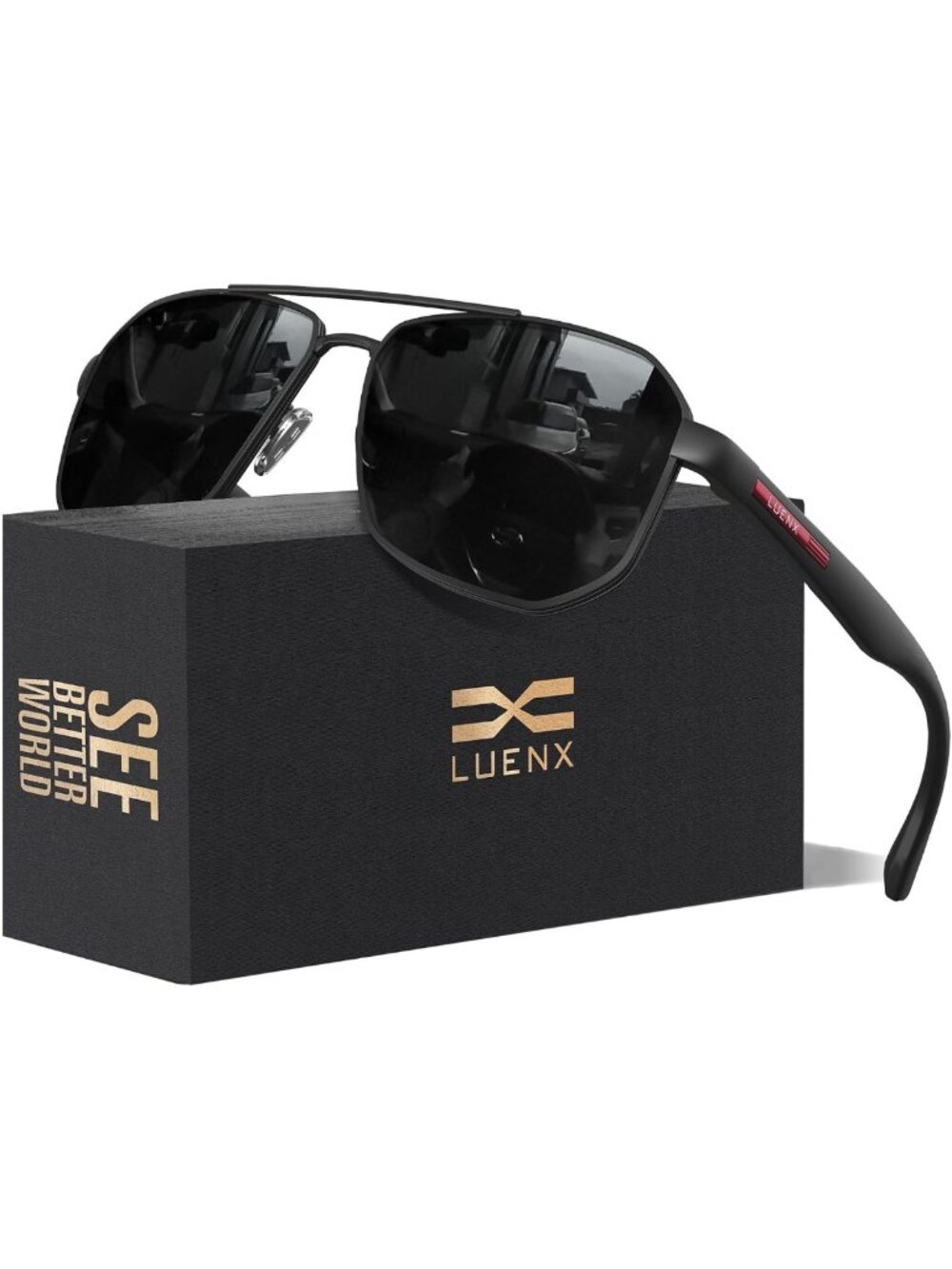 Stylish Polarized Aviator Sunglasses for Men - UV400 Protection, Square Frame